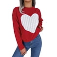 thumbnail image 1 of Fgnfyis Chandails pour Femmes Automne Hiver Imprimé Cœur Manches Longues Col Rond Tricoté Chandail Doux Chaud Col Roulé Décontracté Élégant RD2 TTG, 1 of 6