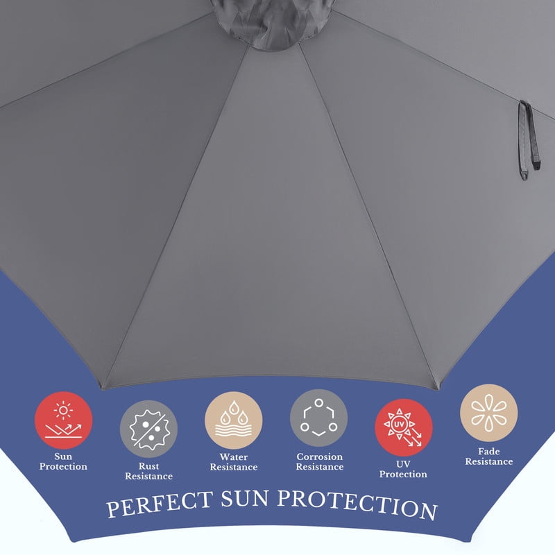 Simenmax 9.8FT Offset Cantilever Patio Umbrella, Heavy Duty Outdoor Hanging Market Umbrella with Crank Lift for Backyard, Pool, Garden, Deck (Gray)