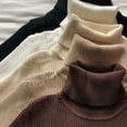 thumbnail image 4 of Wensltd Women High Neck Fleece Lined Knit Base Layer Top Slim Fit Winter Everyday Solid Color Long Sleeve Bottom Top, 4 of 4