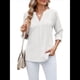 thumbnail image 3 of Blusas Casuales con Cuello en V y Ojales Bordados para Mujer, Blusas Playeras Elegantes. L, 3 of 10