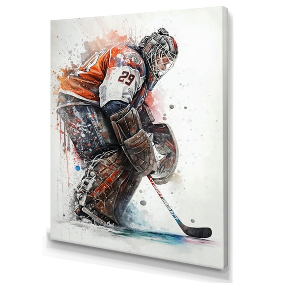 Designart Goal Keeper During Hockey Game IV Canvas Wall Art