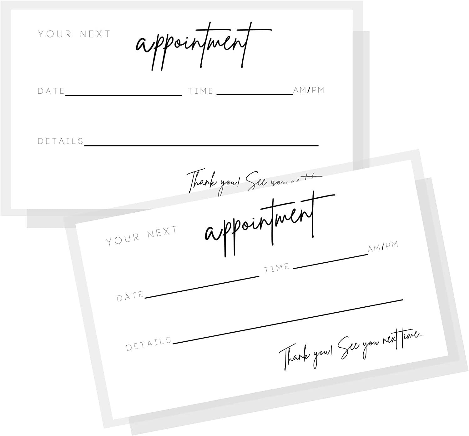 Appointment Reminder Cards 50 Pack 2x3.5 inches Business Card Size