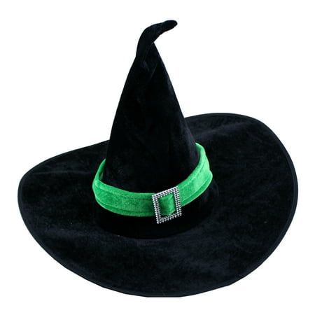 Creative Green Velour Witch Hat for Halloween Fancy Dress Costumes