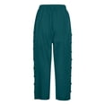 thumbnail image 5 of Women's Summer Casual Pants with Drawstring Elastic Waist & Side Pockets, Solid Color Linen Trousers Slacks Bottoms for Travel Lounge Beach Vacation | Aestivo,Blue L, 5 of 9