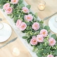 thumbnail image 7 of Zukuco 4 Pack 24Ft Artificial Eucalyptus Flower Garland with Roses, Fake Rose Flower Greenery Garland Floral Vines for Wedding Home Party Table Runner Decor (4PCS, pink), 7 of 7