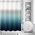 thumbnail image 2 of No Hook Shower Curtain, Grey Turquoise Ombre Shower Curtains for Bathroom with See Through Top Window, Teal Modern Geometric Striped Abstract Art Waterproof & Washable Bath Curtain Extra Long 72"x96", 2 of 9