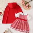 thumbnail image 4 of CUZIBR Baby Girls Halloween Outfits Red Hooded Cape And Lace Trim Plaid Dresses 2 PC Dress-Up Trick Or Treat Cozy Photo Shoot Wear,Red,3-4 Years, 4 of 8