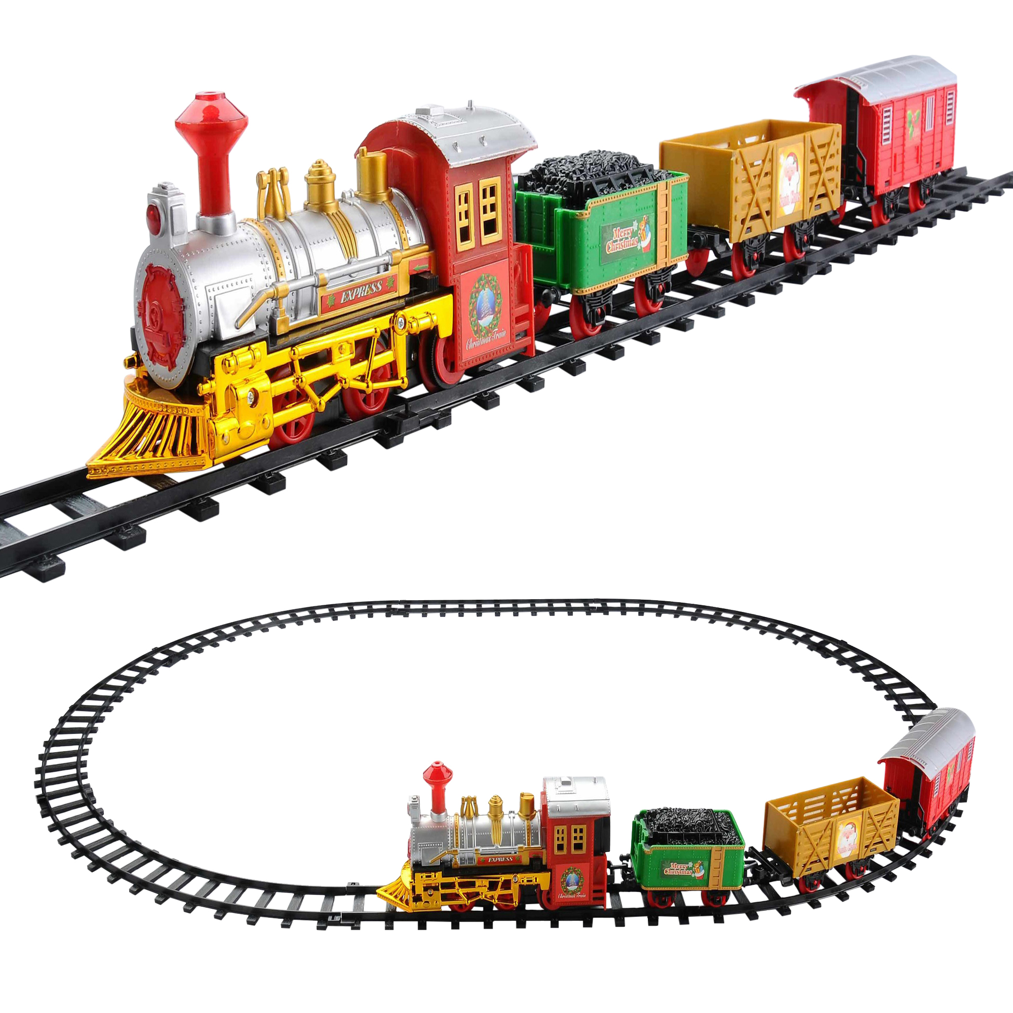 Northlight 12-Piece Battery Operated Lighted and Animated Christmas Express Train Set with Sound