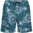 thumbnail image 4 of Sunyuer Men's Swim Trunks with Compression Liner 2-in-1 Drawstring Swimming Shorts Quick Dry Beach Board Shorts with Pockets, Anchor Wheel Compass Lighthouse, XL, 4 of 8