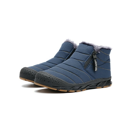 

SIMANLAN Winter Warm Boots for Men Outdoor Snow Boots Winter Boots Women Plush Lining Non-Slip Ankle Booties Unisex Warm Shoes Zip Boots Blue 9