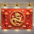 thumbnail image 2 of Red Gold Theme Chinese New Year Banner Traditional Chinese Dragon Banner 3D Paper Cut Design Dragon Pattern Spring Festival Banner for New Year Party Spring Festival Gathering Home Decoration, 2 of 8