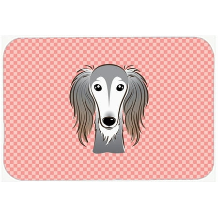 Checkerboard Pink Saluki Mouse Pad, Hot Pad or Trivet BB1229MP