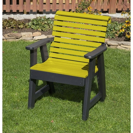 - Outdoor Patio Garden Lawn Exterior Yellow Finish Poly Lumber Roll Back 2 Ft Chair Heavy Duty Everlasting -Amish Crafted