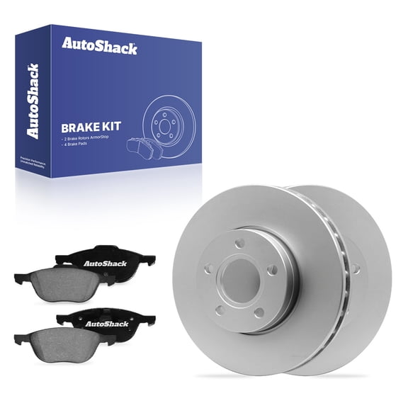 AutoShack Front Brake Rotors & Ceramic Pads for Ford, Focus 2012-2018 C-Max 2013-2018, FWD L4 2.0L - Coated - ArmorStop - 10.94" (278 mm), 5-Lug