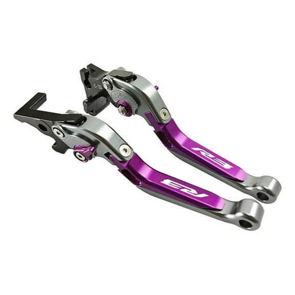 Folding Aluminum Levers for Yamaha YZF R3, Purple