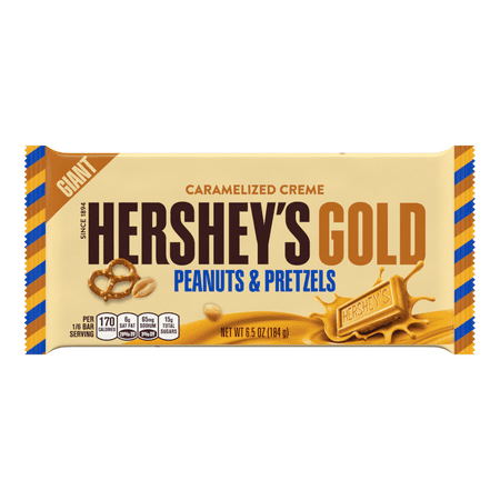 Hershey's Gold Giant Peanut & Pretzels Candy Bar, 6.5 Oz.