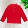 thumbnail image 3 of Kidsy Boys Solid Cargo Polo Peruvian Cotton T-Shirt – Long Sleeve, Polo Neck With 3 Buttons – 2 Pack Black/Brick, 6, 3 of 4