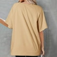 thumbnail image 4 of kamemir Oversized T Shirts for Women Crewneck Short Sleeve Casual Summer Tops Lightweight Loose High Low Blouse(Khaki,L), 4 of 5