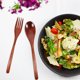 thumbnail image 2 of Tenedor de ensalada para fiestas, cuchara de madera y juego de dos piezas con mango largo, vajilla sólida portátil para adultos, cubiertos de viaje, 6 piezas, 2 of 6