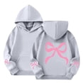 thumbnail image 2 of GiLiling Chandail à Capuchon avec Nœud pour Filles, Chandail en Molleton Graphique Mignon à Imprimé Léopard pour Enfants, Chandail à Capuchon Décontracté, Haut à Manches Longues Col Rond (Gris, 3-4 Ans), 2 of 8