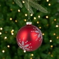 thumbnail image 3 of Northlight Glittered Snowflakes Matte Finish Glass Ball Christmas Ornaments - 3" (75mm) - Red - 4ct, 3 of 9
