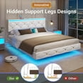 thumbnail image 5 of LED Floating Bed Frame Queen Size with LED Lights and Charging Station,Modern Leather Upholstered Platform Bed with Headboard,Noise Free,White, 5 of 8