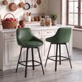 thumbnail image 4 of ONEVOG 25.6" Swivel Bar Stools Set of 2,Faux Leather Upholstered Counter Stools with Full Back,Modern Counter Height Bar Stools with Black Metal Legs,Green, 4 of 12