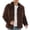 Coffee, variant on Hulanddfd Mens Coat Faux Fur Short Overcoat, Fluffy Lapel Collar Outerwear with Pockets, Luxury Winter Wear