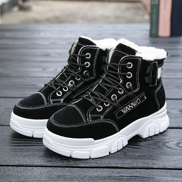 Botas de nieve Botas de nieve Mujer Zapatos altos Moda Invierno PU Calzado de mujer 36 Negro Likrtyny Tenis De Mujer Tenis De Hombre Walmart en linea
