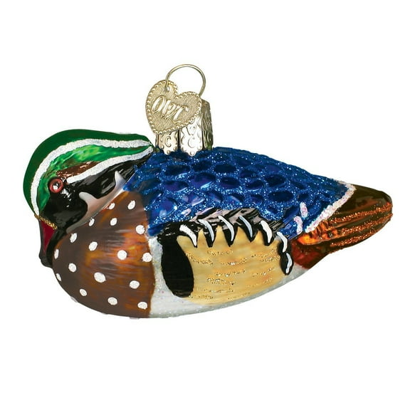 Old World Christmas Bird Watcher Collection Glass Blown Ornaments for Christmas Tree Wood Duck