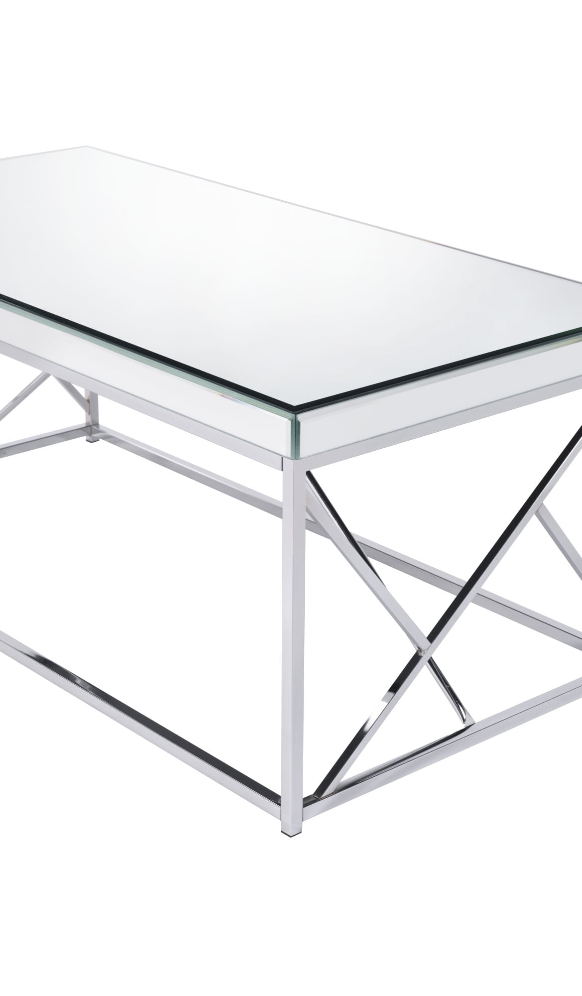 Steve Silver Evelyn Mirror Top Chrome Coffee Table