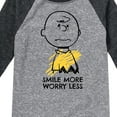 thumbnail image 3 of Peanuts - Smile More Worry Less - Youth Raglan Tee, 3 of 6