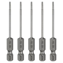 Uxcell 5pcs T6 Torx Head Screwdriver Bit 1/4" Hex Shank 2.6" (65mm) Long Magnetic No Hole Tip 6 Point Star Screw Driver