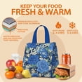 thumbnail image 5 of Pioneer Flower Floral Print Pattern Insulated Lunch Bag for Women & Adults,Large Portable Soft Cooler Lunch Bag,Thermal Food Storage Tote with Pearl Cotton,8.66L,8.75x5.75x9.5 Inch, 5 of 6