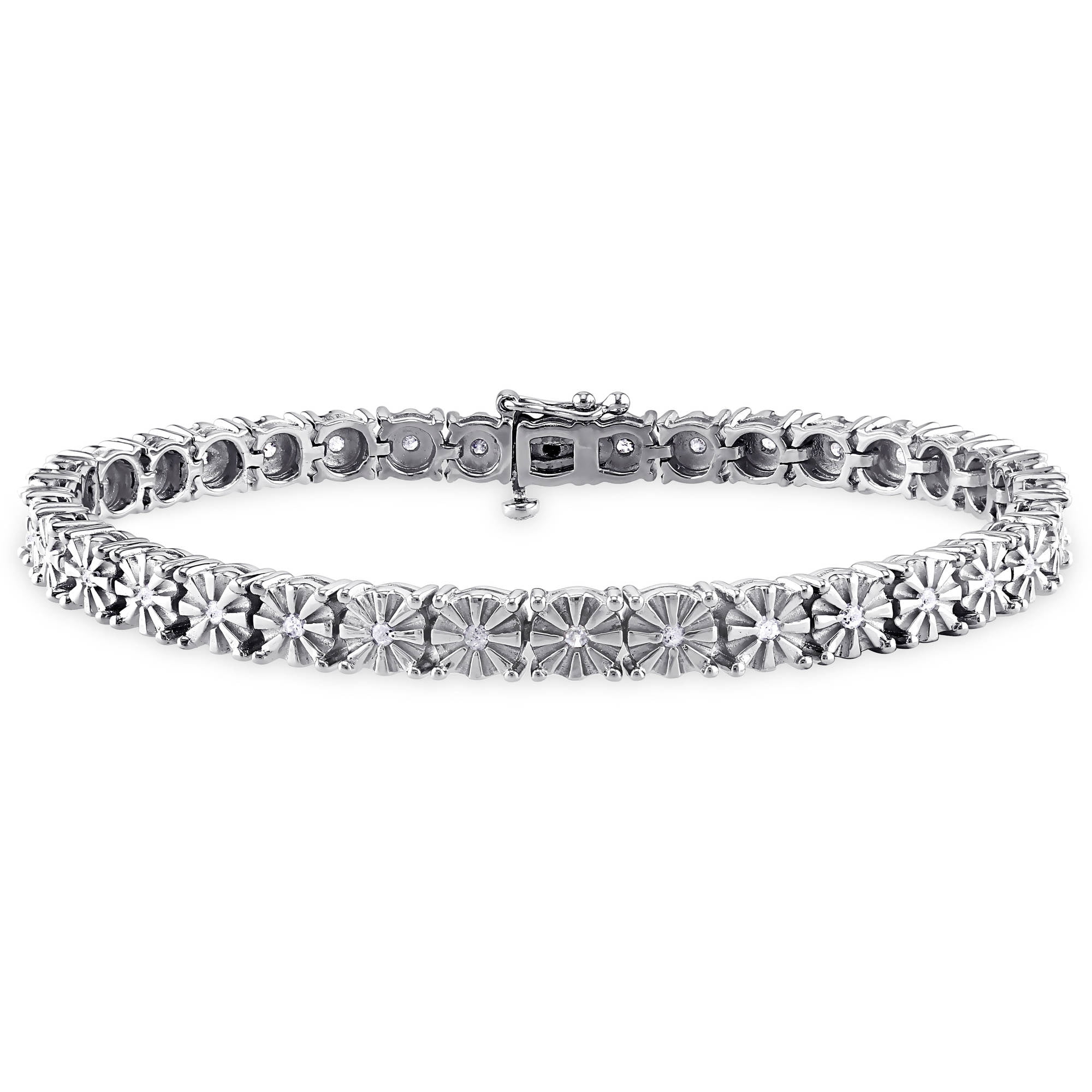 7"  Clear Brilliant Cut Round CZ Tennis Bracelet REAL 925 Sterling Silver 