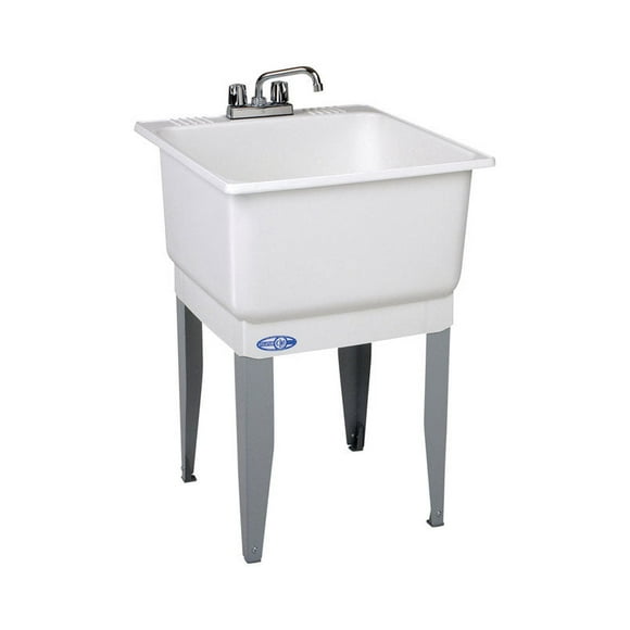 Bañera de lavandería Mustee Utilatub individual de polipropileno, 20 galones, blanca