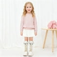 thumbnail image 2 of lnmuld Kids Boots Stylish Korean Girls Ankle Boots Featuring Star Belt Buckle and Gold Laces for Party Events Daily Outfits Size:6-7 Years, 2 of 7