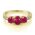 thumbnail image 2 of Gem Stone King 2.22 Ct Oval Red Ruby 18K Yellow Gold Plated Silver Moissanite Ring (Size 7), 2 of 4