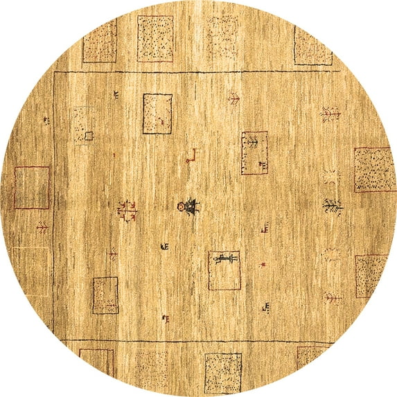 Ahgly Company Indoor Round Abstract Brown Contemporary Area Rugs, 8' Round