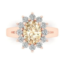 2.72 ct Oval Cut Natural Morganite with Simulated Diamond Halo Accents 18K Rose Gold Womens Engagement Ring