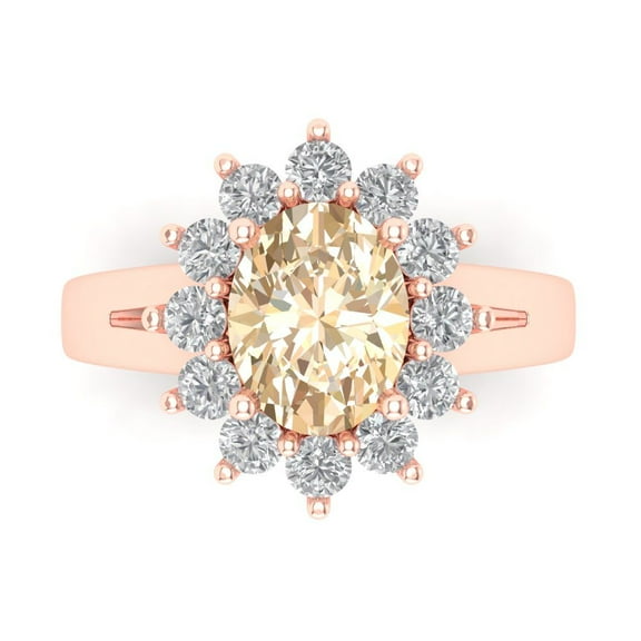 Halo Engagement Ring for Women - 2.72ct Natural Morganite in 14K Rose Gold Promise Ring
