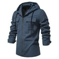 thumbnail image 4 of Kureaily Mens Fashion Simple Slim Fit Solid Color Pocket Decoration Cardigan Long Sleeve Coat, 4 of 7