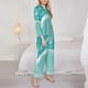 thumbnail image 3 of Fotbe Teal Turquoise 1 Conjunto de Pijama de Manga Larga para Mujer con Estampado, Ropa de Dormir de 2 Piezas, Conjunto de Casa Suave y Cómodo con Bolsillos-XX-Large, 3 of 7