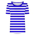 thumbnail image 4 of GigrtiJin Women's Short Sleeve T Shirts Striped Casual Pullover T Shirts Womens Baggy Round Neck Loungewear Going Out T Shirts, 4 of 5