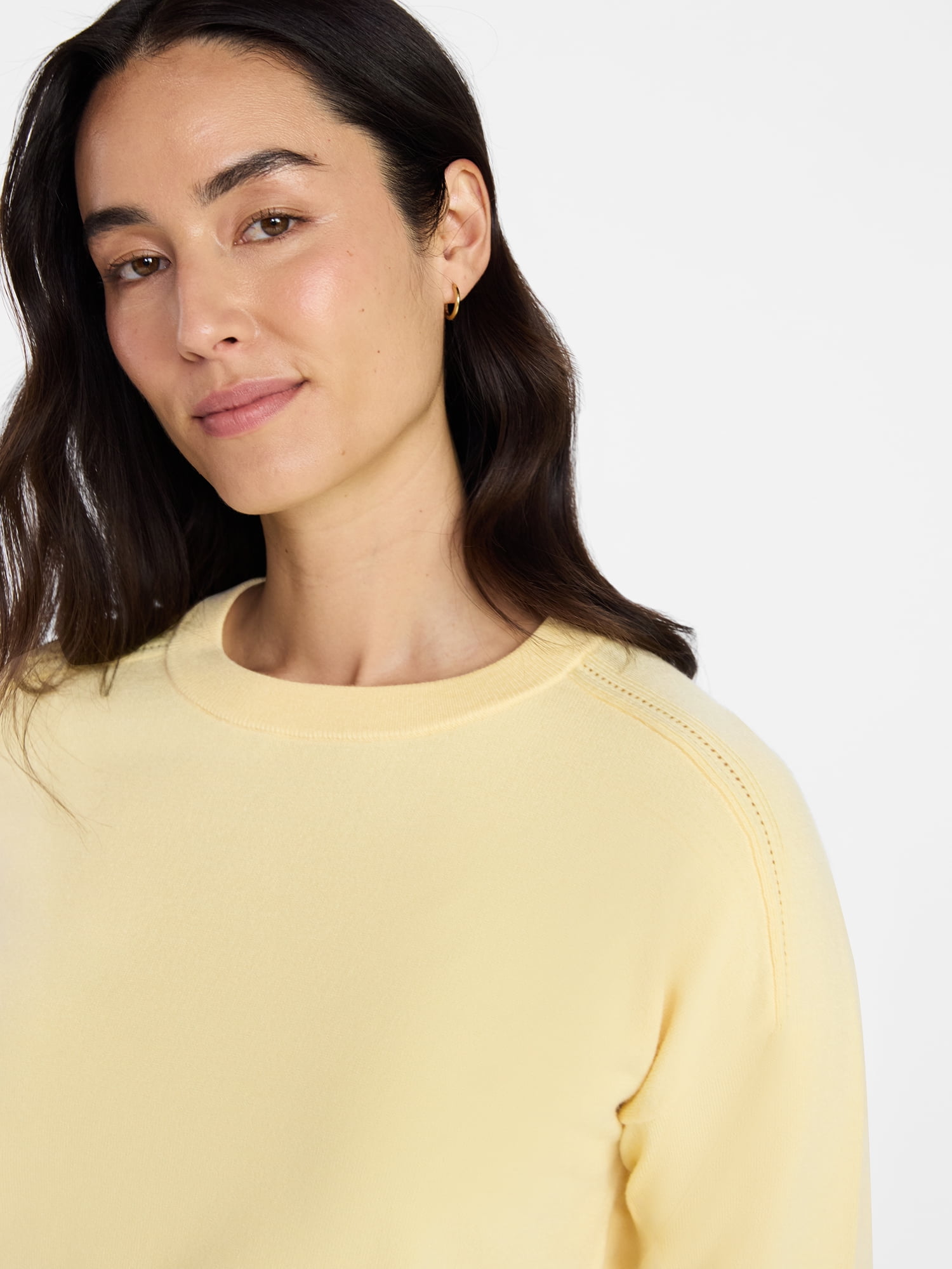 Time and Tru Women's Crewneck Sweater with Long Sleeves, Lightweight, Sizes XS-XXXL