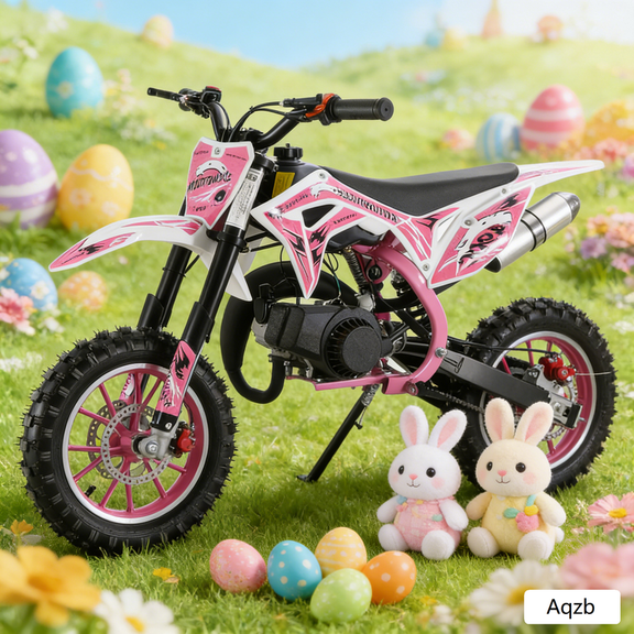 Aqzb 49cc Kids Dirt Bike, Gas Dirt Bike Max Load 330Lbs, 2-Stroke Gas Power Motocross, Mini Bike Gas Powered, Off Road Mini Motorcycle Max Speed 24MPH for More Summer Fun (Pink)