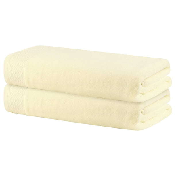 Toallas de baño de algodón REGALWOVEN, paquete de 2, suaves, de secado rápido y altamente absorbentes, color amarillo, 28' x 56'
