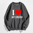 thumbnail image 2 of Bmisegm Sweat à Capuche Imprimé pour Femmes Col Rond Manches Longues Pull Décontracté Gris Foncé TG, 2 of 3