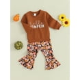 thumbnail image 3 of GXFC Toddler Girl Fall Outfits Clothes 6M 12M 18M 2T 3T Kids Girl Long Sleeve Letter Print Sweatshirts Tops and Flower Pattern Flare Pants 2Pcs Casual Autumn Clothing for Children, 3 of 9