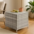 thumbnail image 5 of Outdoor PE Wicker Side Table with Storage, Patio Rattan End Table Square Container for Furniture Covers, Toys and Gardening Tools, 5 of 12